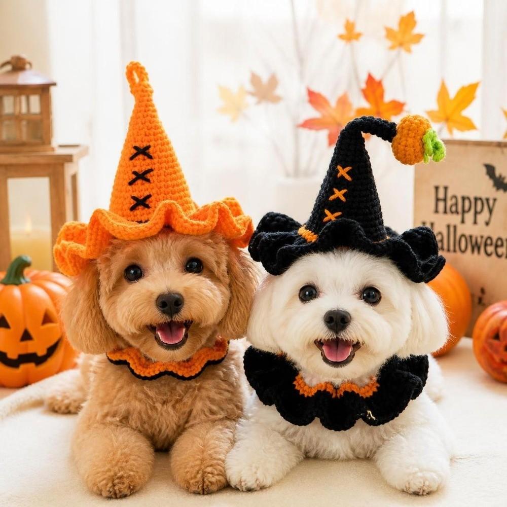 Woven Design Dog Wizard Hat Washable Halloween Pet Hat Funny Cat Headgear Halloween Party