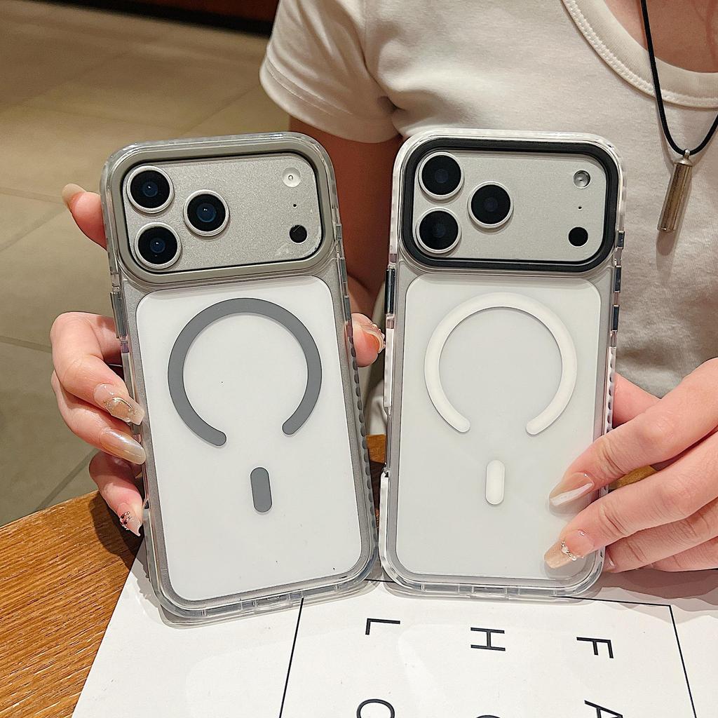 Two-Color Magnetic Acrylic Phone Case for iPhone 17 Pro Max with Large Hole Design