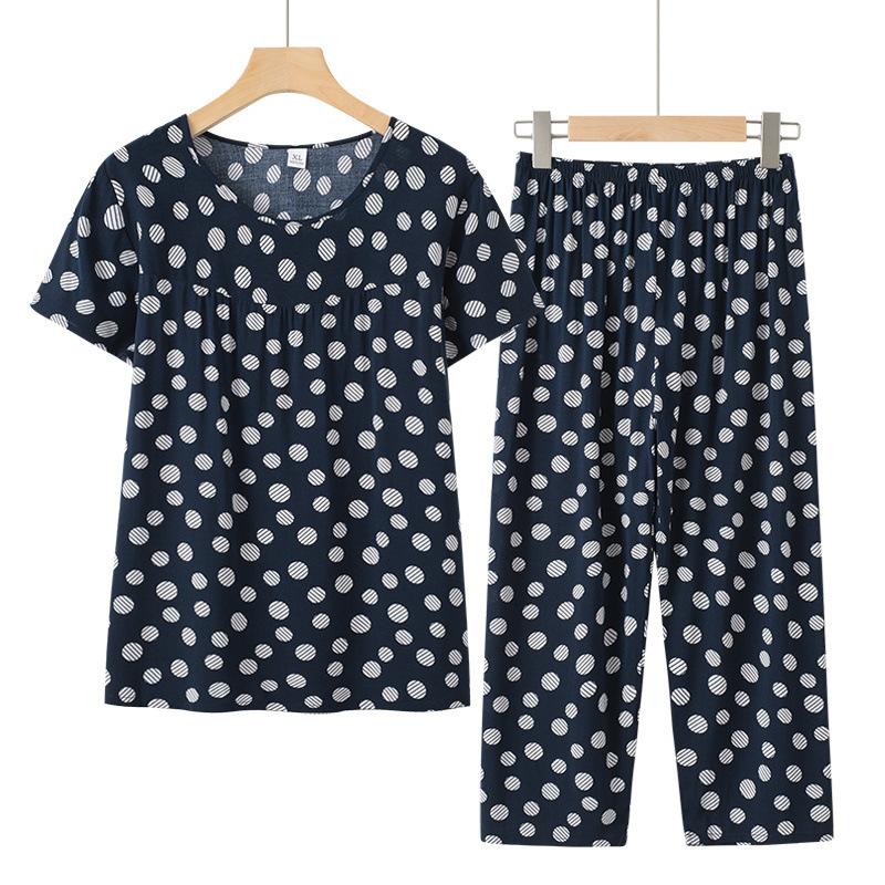 Women Loose Fit Suit Flower Printed Women's Top Pants Set with Retro Style Elastic Waist Breathable Fabric 2 for Grandmother's
