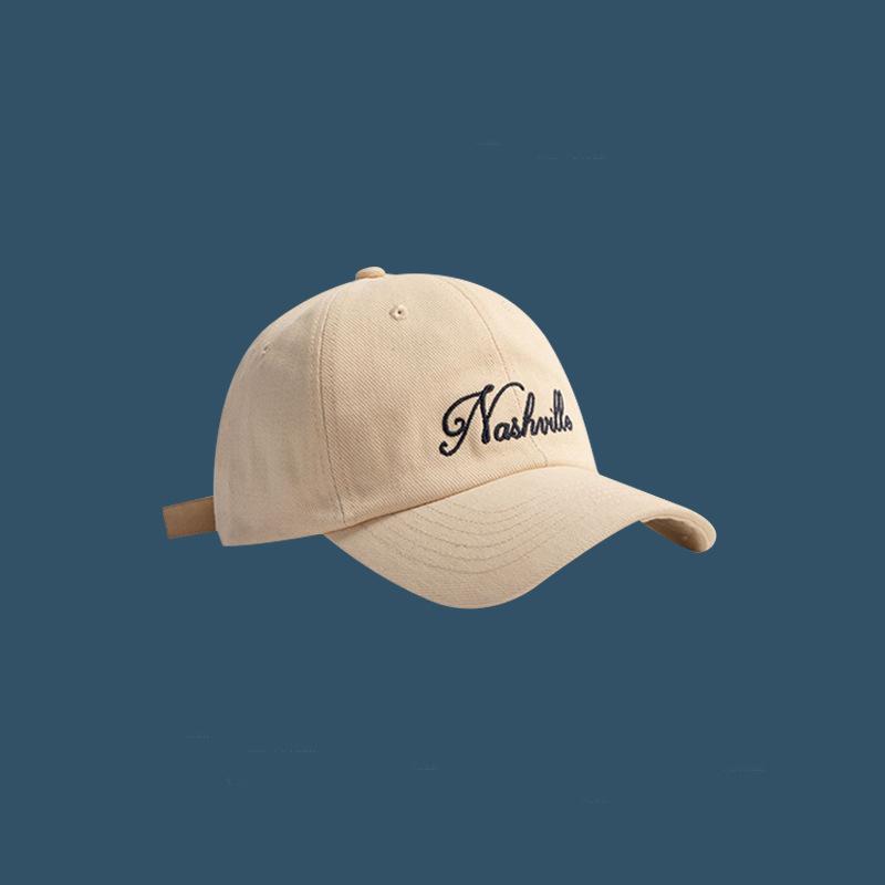 Retro simple baseball cap women's big head circumference embroidered hat peaked hat soft top widened brim shows the face is small and versatile