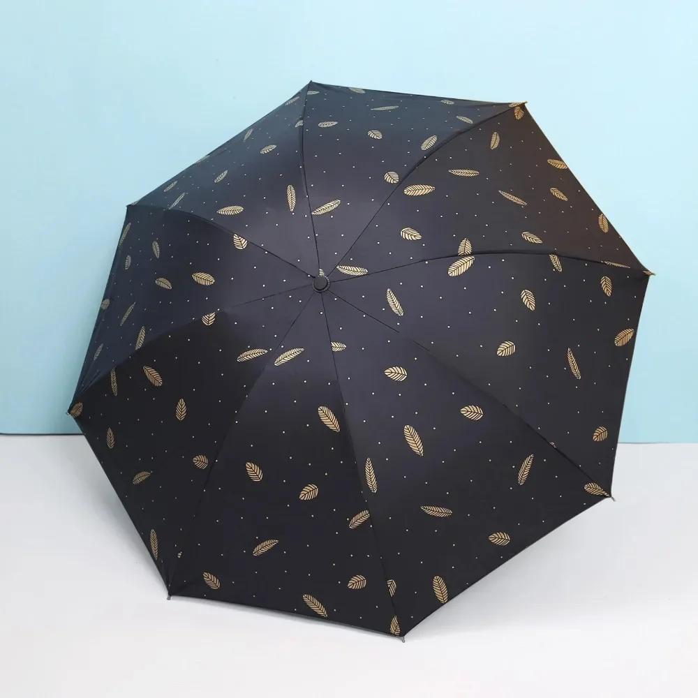 Ultraviolet Protection Parasol Portable Wind Resistant Small Pocket Rain Umbrella Thickened Black Glue Mini Sun Shade Outdoor