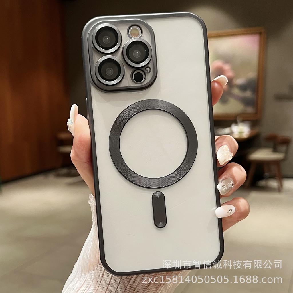 Suitable for 16promax mobile phone case Apple 16pro/14/15 titanium metal electroplating magnetic attraction with self-contained lens film