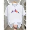 The Short-Sleeve Men's T-Shirt Displayed Features a Vibrant Gradient Mountain Pattern, Embodying a Sense of Natural Artistry And Minimalist Fashion