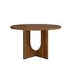 Round Dining Table, 120 x 120 cm, Suitable for 4-6 People, Classic Design, Scandinavian-Minimalist Style, Walnut Wood Color (without chair)