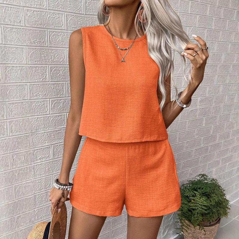 Women 2 Piece Outfits Tank Tops and Shorts Sleeveless Tops Shorts Suit Women