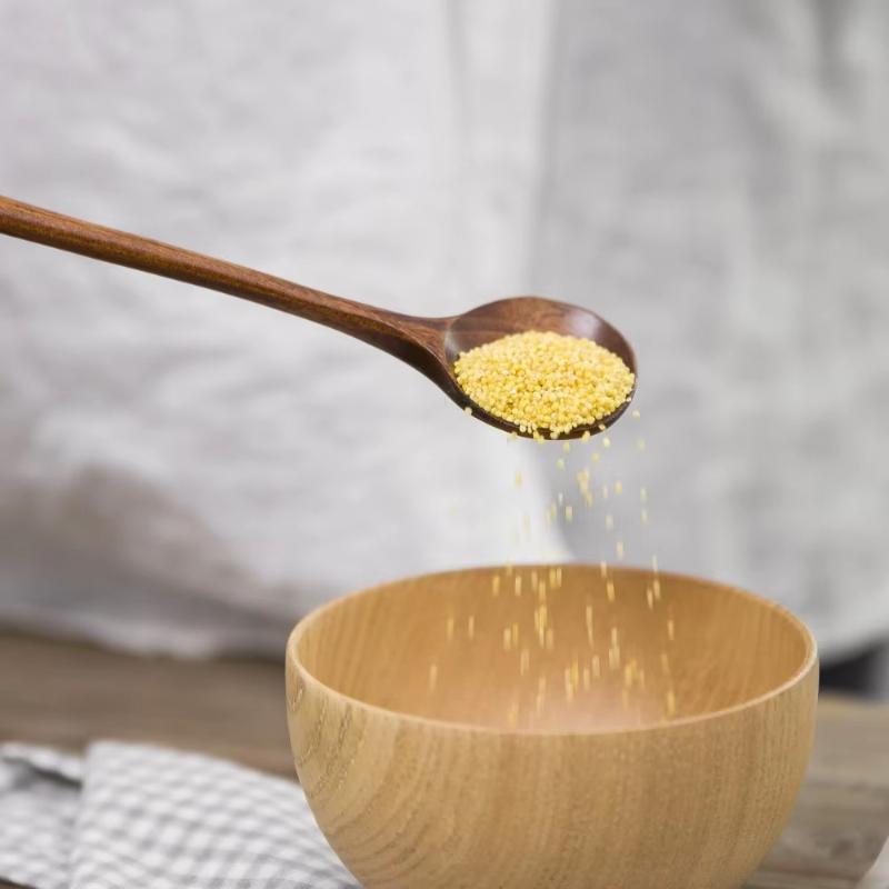 Natural BPA Free Long Handle Wooden Soup Spoon Round Smooth Scoop for Kitchen Porridge Dessert Tea Coffee Serving