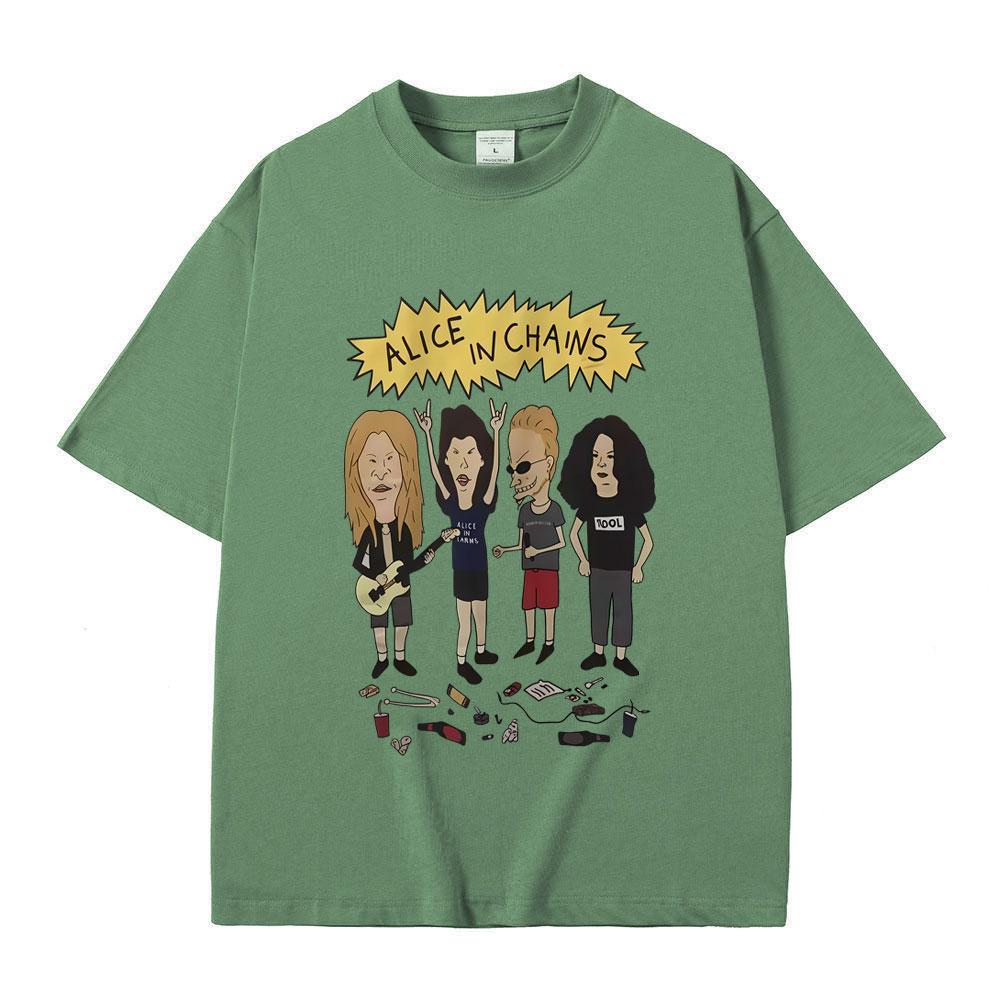 

Rock Band Alice in Chains Cartoon Style T Shirts Men Women Oversized Gothic Streetwear Male Vintage Casual Short Sleeve Tshirt 4XL
