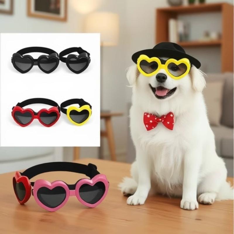 Pet Glasses Dog Cat Sunshade Glasses Heart Shape UV Windproof Goggles Cute Headwear Pet Decor Photography Prop Pet Supplies Gift