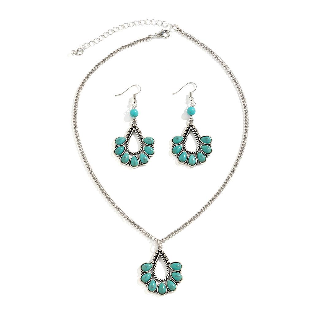 Słodki i fajny etniczny bohemski turkusowy naszyjnik, plażowa biżuteria niszowa dla kobiet z frędzlami w kształcie kropli wody