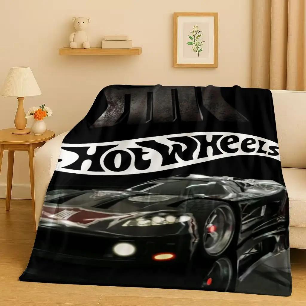 Retro Horké W-Wheels Kreslený Závodní Auto Flanelová Přikrývka, Ultra Měkký Teplý Plyšový Přehoz pro Domácí Ložnici Postel Pohovku Kryt Piknik Děti