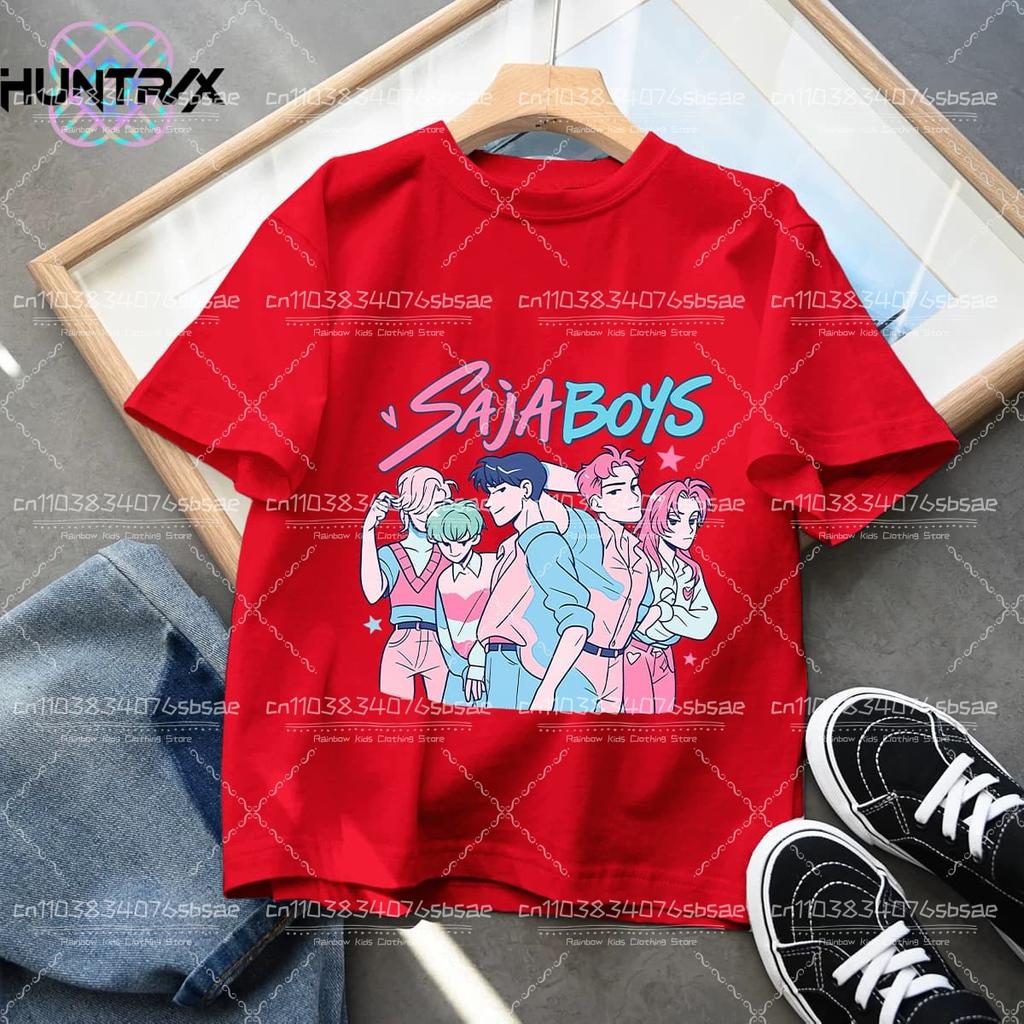 Summer Kpop Demon Hunters Children's Clothing Short Sleeve T-shirt Cute Kpop Demon Hunters Tiger Harajuku Tshirt for Boys Girls