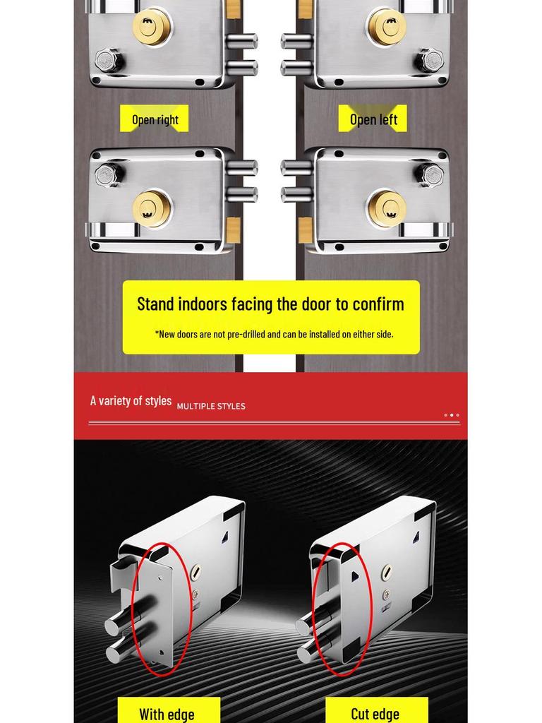 Cerradura de Puerta Antirrobo de Acero Inoxidable Bronce Rojo para Puertas de Madera o Hierro, Uso Doméstico o de Dormitorio, Con Núcleo de Cobre