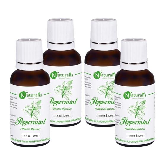Naturalis Essence Of Nature Peppermint Essential Oil Undiluted Pure , Hair, Skin, Face & Diffuser - (30 Ml) - Pack Of 4