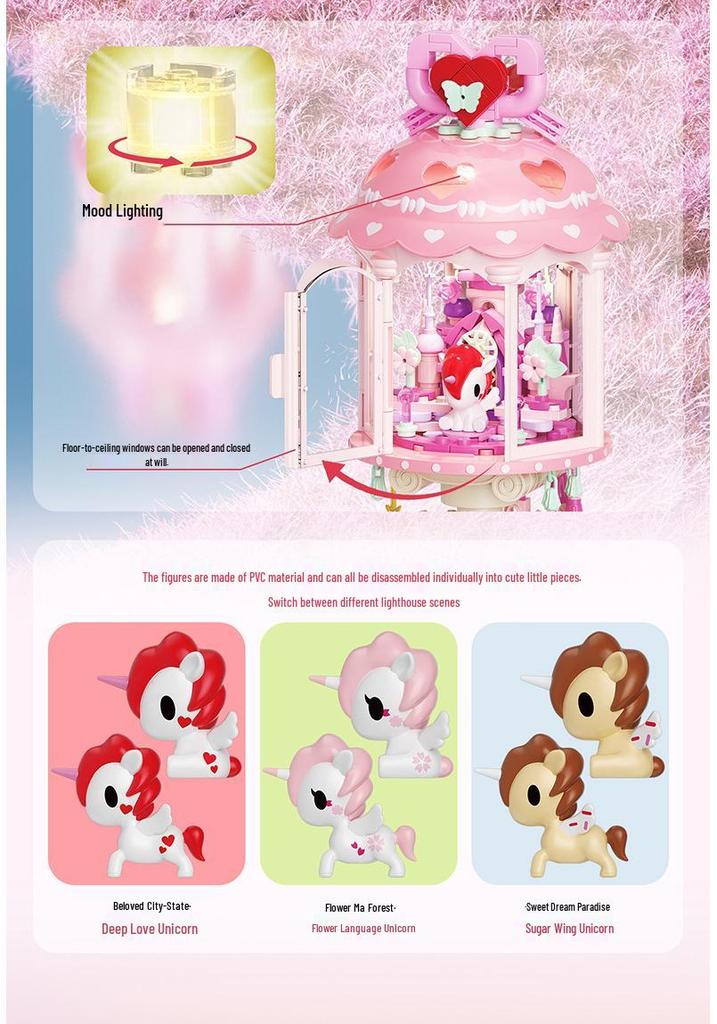 Cross-Border Symphony Lighthouse Building Set: Creative Night Light Toy for Girls