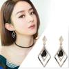 New Retro Geometric Diamond Earrings - Korean Style, Trendy and Versatile Women's Accessory.
