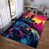 Colorful Gaming Console and Cityscape Carpet with Neon Design Suitable for use as an anti-slip for living room bedroom sofas