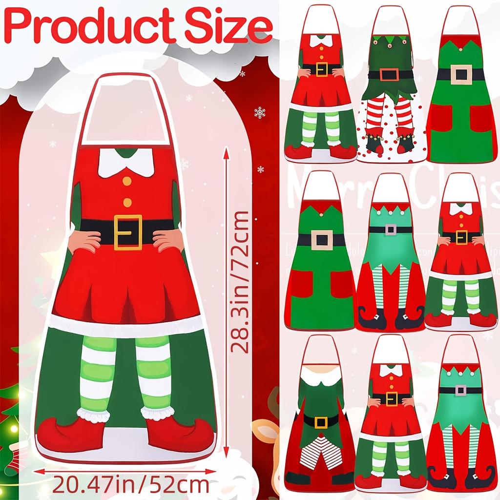 5 Pack Christmas Aprons Santa Claus Dressed As An Elf Decorative Apron Suitable for Both Female and Male Kitchen Chefs Christmas