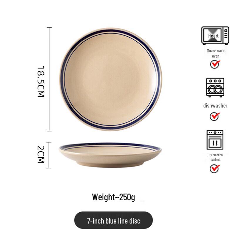 Nostalgic Blue-Rimmed Ceramic Bowl