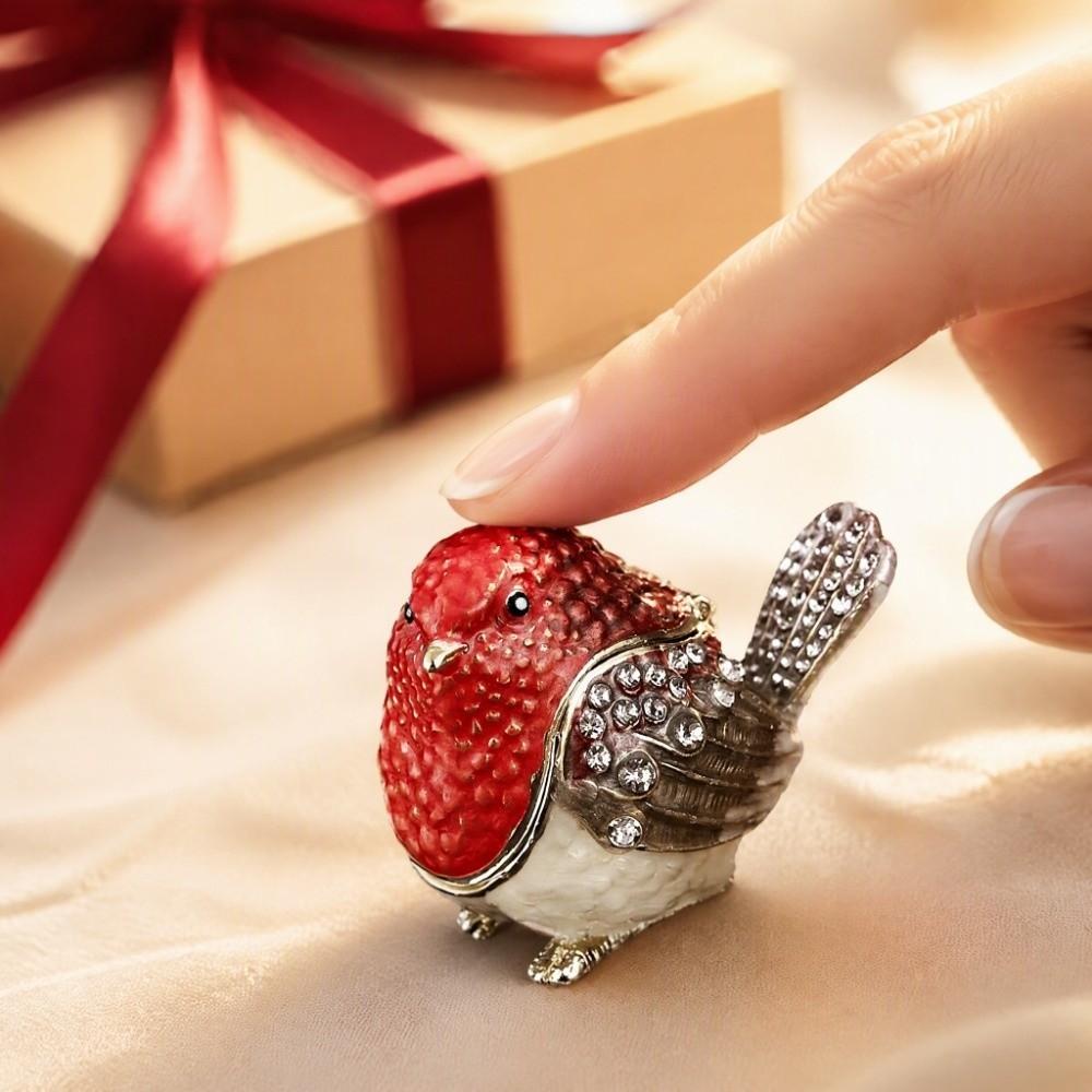 Metal Material Metal Hinged Jewelry Box Mini Size Animal Statue Jewelry Holder For Earrings