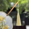 Ancient Chinese Style Chinese Style Fan with Pendant Handheld Embroidery Fan Tassels Floral Pattern Silk Fan Home Decor
