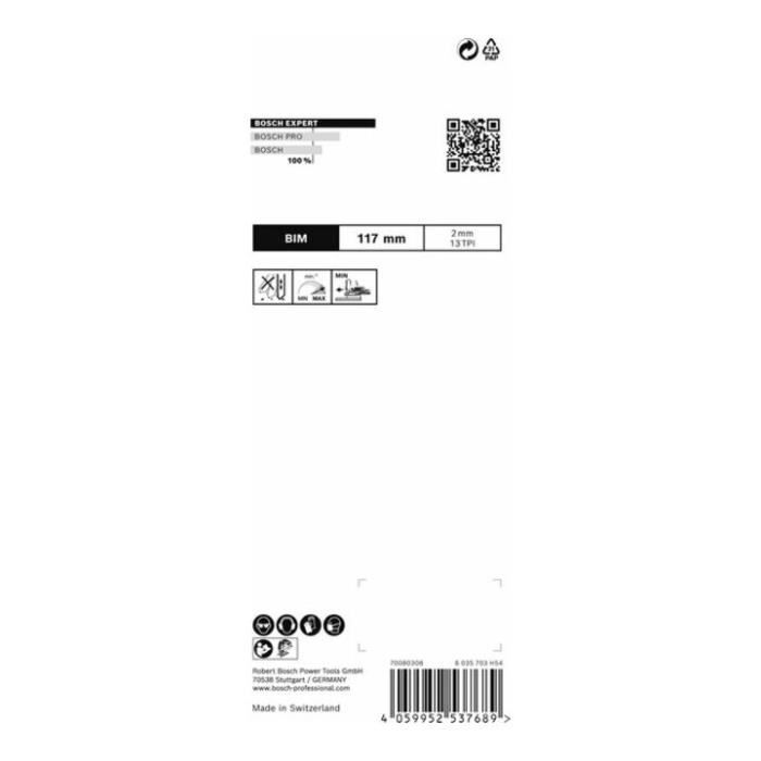 Lame de scie sauteuse - bosch expert - t 308 bf - 5 lames - 117 mm - bois dur