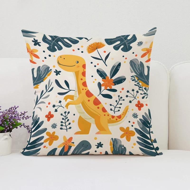 40x40 Cushion Cover Dinosaur Land Pillow Cover Sofa Decoration Children's Room Decorative Pillow Cover Kids Exquisite Gift