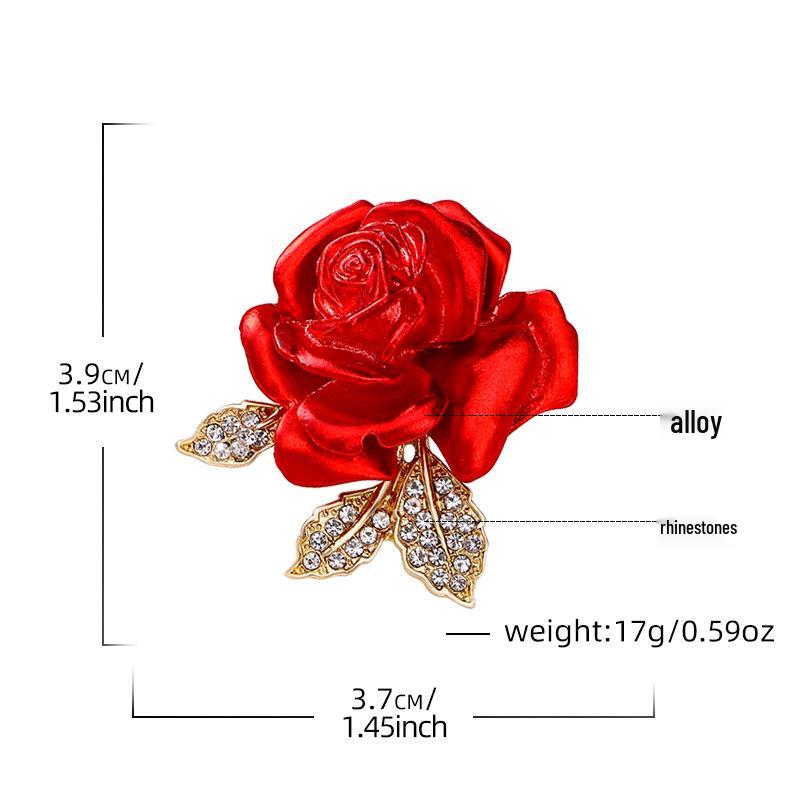 Elegant Luxury Red Rose Brooch – Women's High-End Sweater Pin & Trendy Gift Accessory