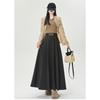 Winter Autumn High Waist Wool Pleated Skirt Women A Line Midi Skirt Solid Color Flared Skirt Slimming Long Skirt