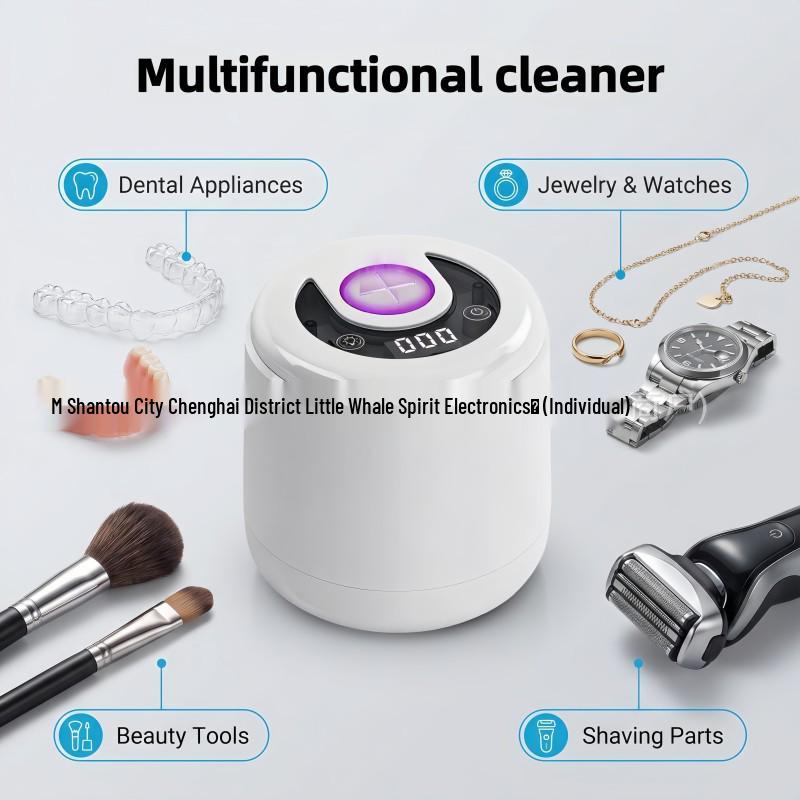 Portable Mini Ultrasonic Cleaner for Toothbrushes, Makeup Brushes, and Dentures with UV