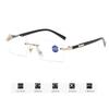 Vintage Square Frameless Frame Reading Glasses Anti-blue Light Presbyopia Eyewear Business Far Sight Eyeglasses Diopter To +4.0