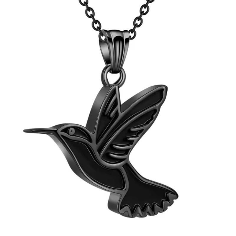 Elegant Bird Ornamented Pet Commemoration Jewelry Private Urn Charm Necklace In Durable Wear Resistant