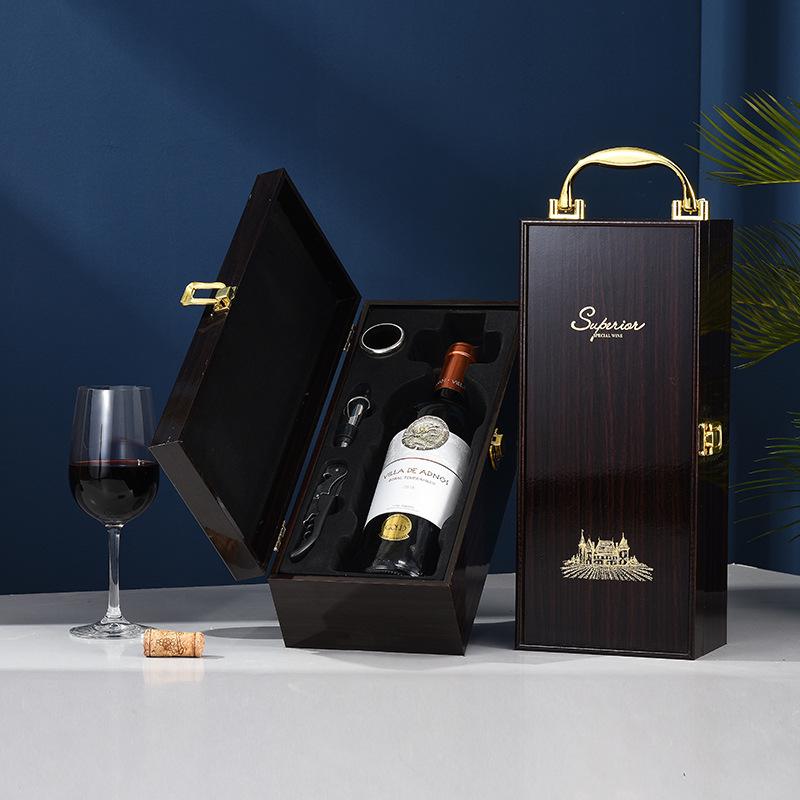 

Red Wine Gift Set: Single & Double Bottle Wooden Boxes with Polka Dot Paper Bag