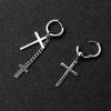 1Pcs Men Punk Cross Stars Dangle Earrings Women Gothic Stainless Steel Cross Ear Stud Earrings Piercing Huggies Pendant Jewelry