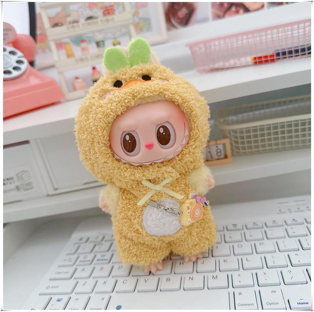 First, Second, and Third Generation Labubu Doll Clothes: 17cm Plush Onesie for 10cm Labubu Dolls, Cute Cartoon Design