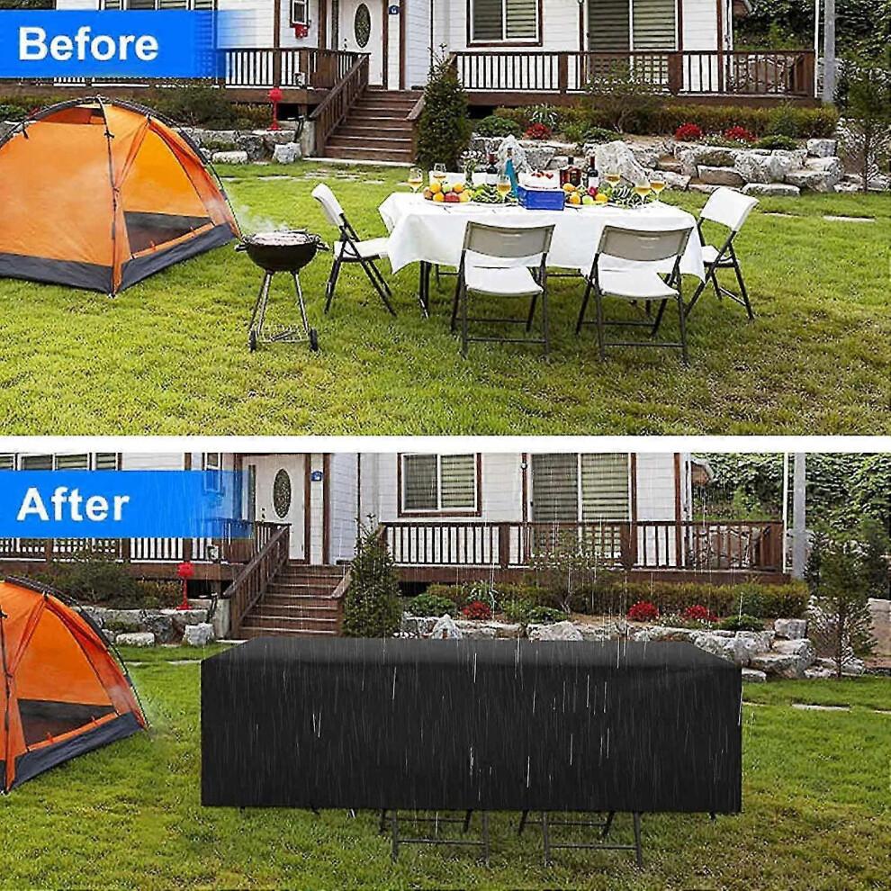Acsergery Garden Furniture Covers Waterproof, Rattan Furniture Covers 180x120x74cm, Anti-UV Outdoor Patio Set Cover, Black