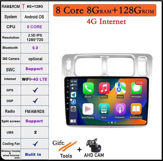 Car Radio For Mitsubishi Pajero iO 1998 - 2007 Android 14 4G+WIFI Android Auto Carplay GPS Navigation Player