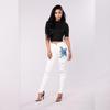 Jeans Skinny da Donna con Design Strappato e Vita Alta per Uso Casual e da Ufficio