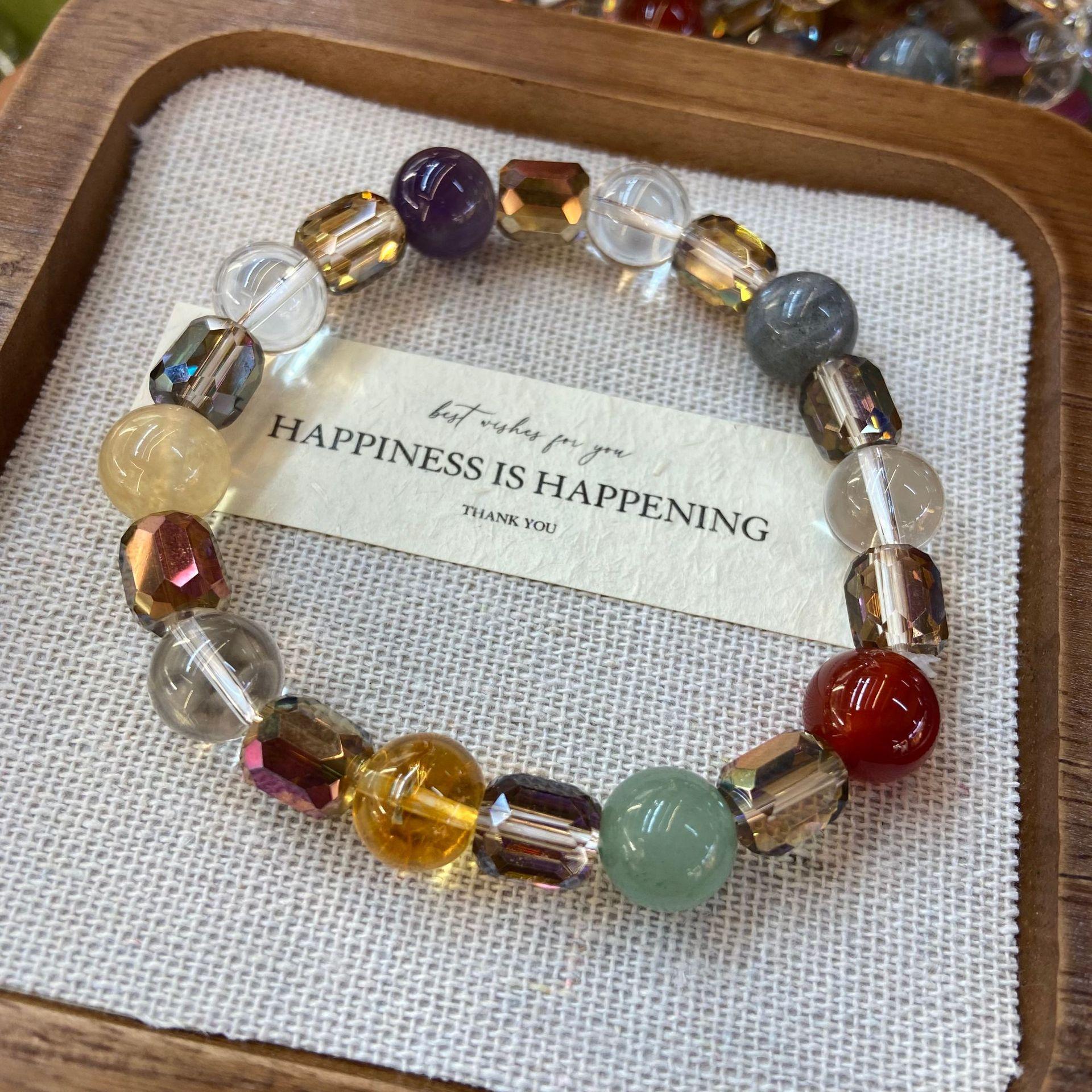 

Color Candy Natural Duobao Bracelet Female Aquamarine Purple Asai Pink Citrine Strawberry Crystal Bracelet Lucky Transshipment