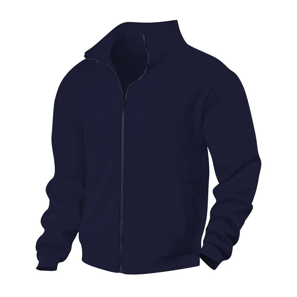 Men's Stand Collar Casual Jacket - Thick Lined Loose Fit Coat for Fall Winter