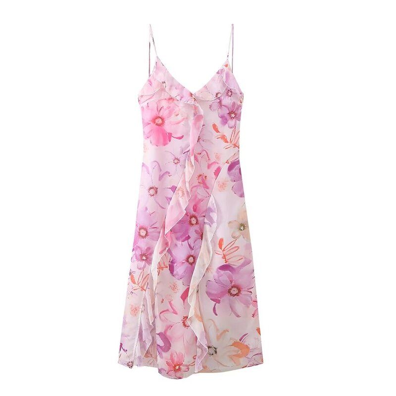 

2024 Spring New Arrival Women s Clothing Fashion Style French Style Design Ruffles Print Dress 67007140 Figure L