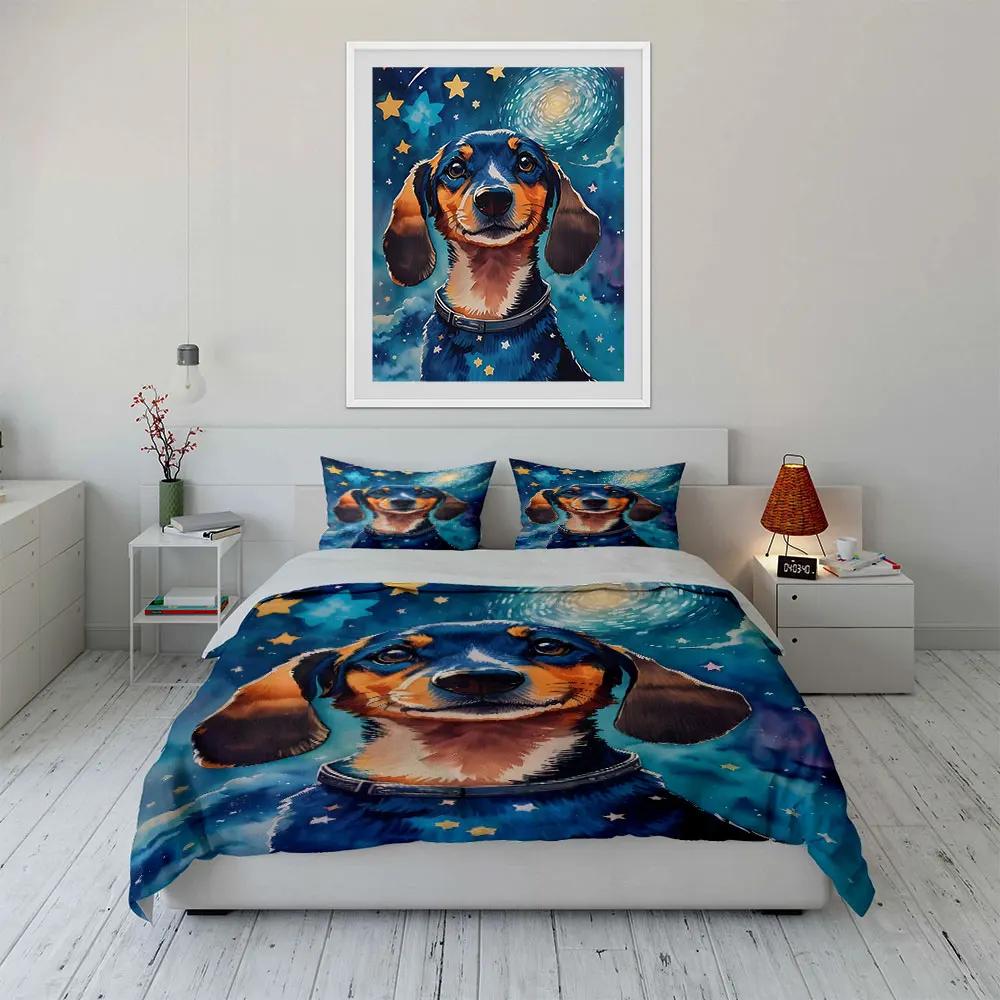 "Starry Dog Art Decor Set" Soft Comfortable Duvet Cover Bedding Set Included 1*Duvet Cover & 2*Pillowcases, gift
