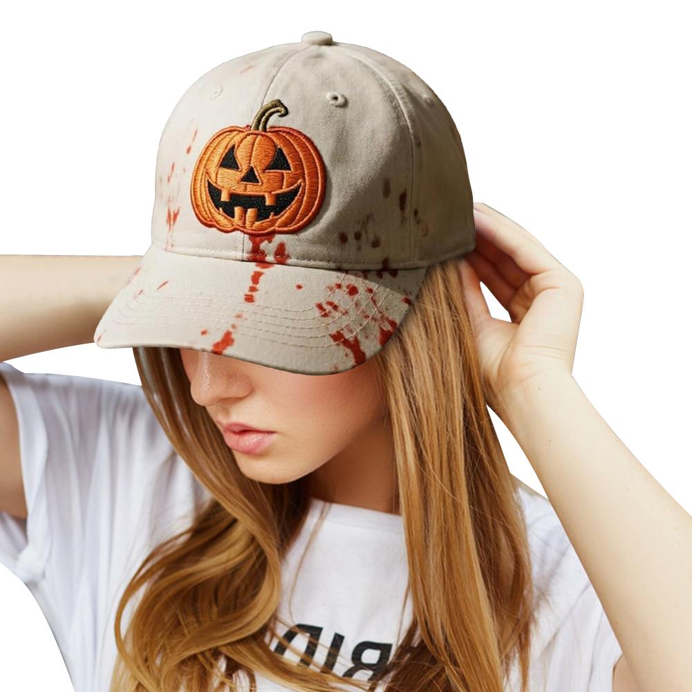 Halloween Ghost Hat for Women Men Halloween Adjustable Funny Party Hats Pumpkin Embroidery Baseball Cap for Halloween Parties