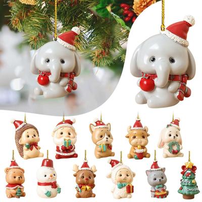 Weihnachtsbaum-Anhänger, niedliches Tier-Elefant-Design, lebendige Farben, langlebige Acryl-Hängedekoration