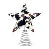 Soft Fabric Star Tree Topper Plush Star Christmas Treetop Ornament with Milk Cow Pattern for Farmhouse Holiday Home Decor
