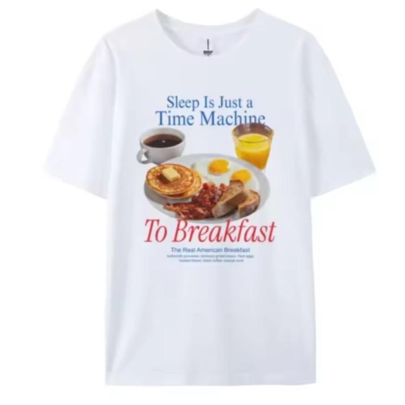 

Women Breakfast Graphic Tees Shirt Streetwear Oversized Funny Meme Short Sleeve T Shirt Cute Food Lover Shirt Unisex Clothes S