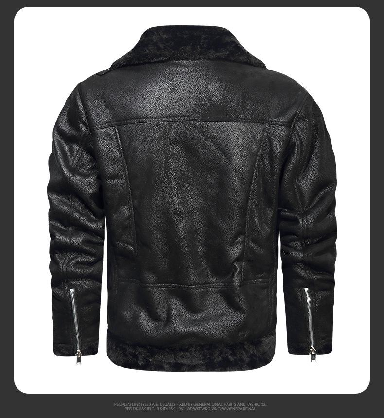 Men's Leather & Fur Integrated Lapel Jacket - Winter Warmth, Thick, Fitted, Stylish