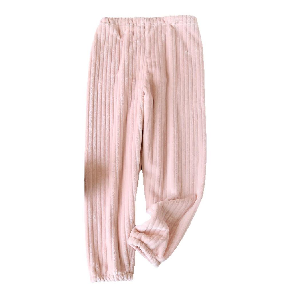 Plus Size Adjustable Maternity Flannel Sleep Pants - Coral Fleece for Warmth & Belly Support