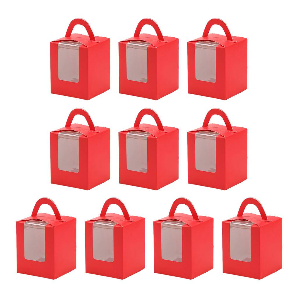10Pcs Cupcake Boxes with Inserts Windowed Cupcake Holders Stackable Deep Cupcake Carrier Food Grade Containers for Home Cake Dessert Shops