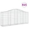 Vidaxl Kosze Gabionowe, 15 Szt, 200X30X80/100 Cm, Galwanizowane Żelazo