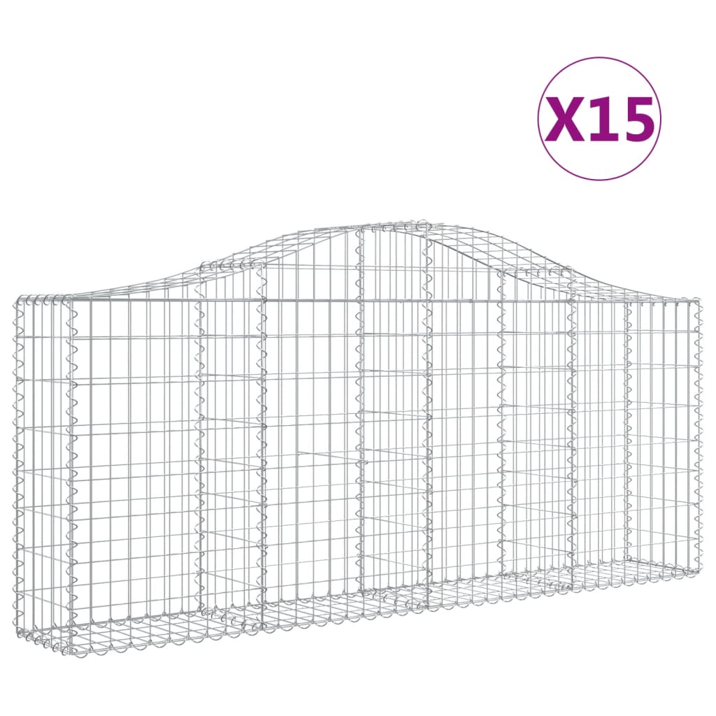 Vidaxl Kosze Gabionowe, 15 Szt, 200X30X80/100 Cm, Galwanizowane Żelazo